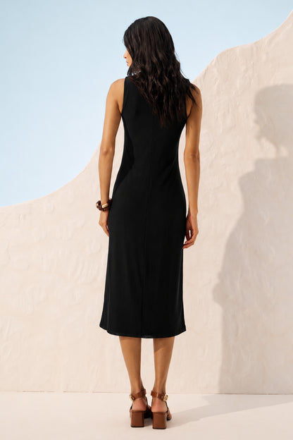 Vestido tule franzido preto Fato Básico