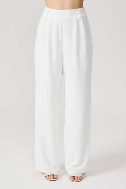 Calça pantalona cós elástico off white Fato Básico