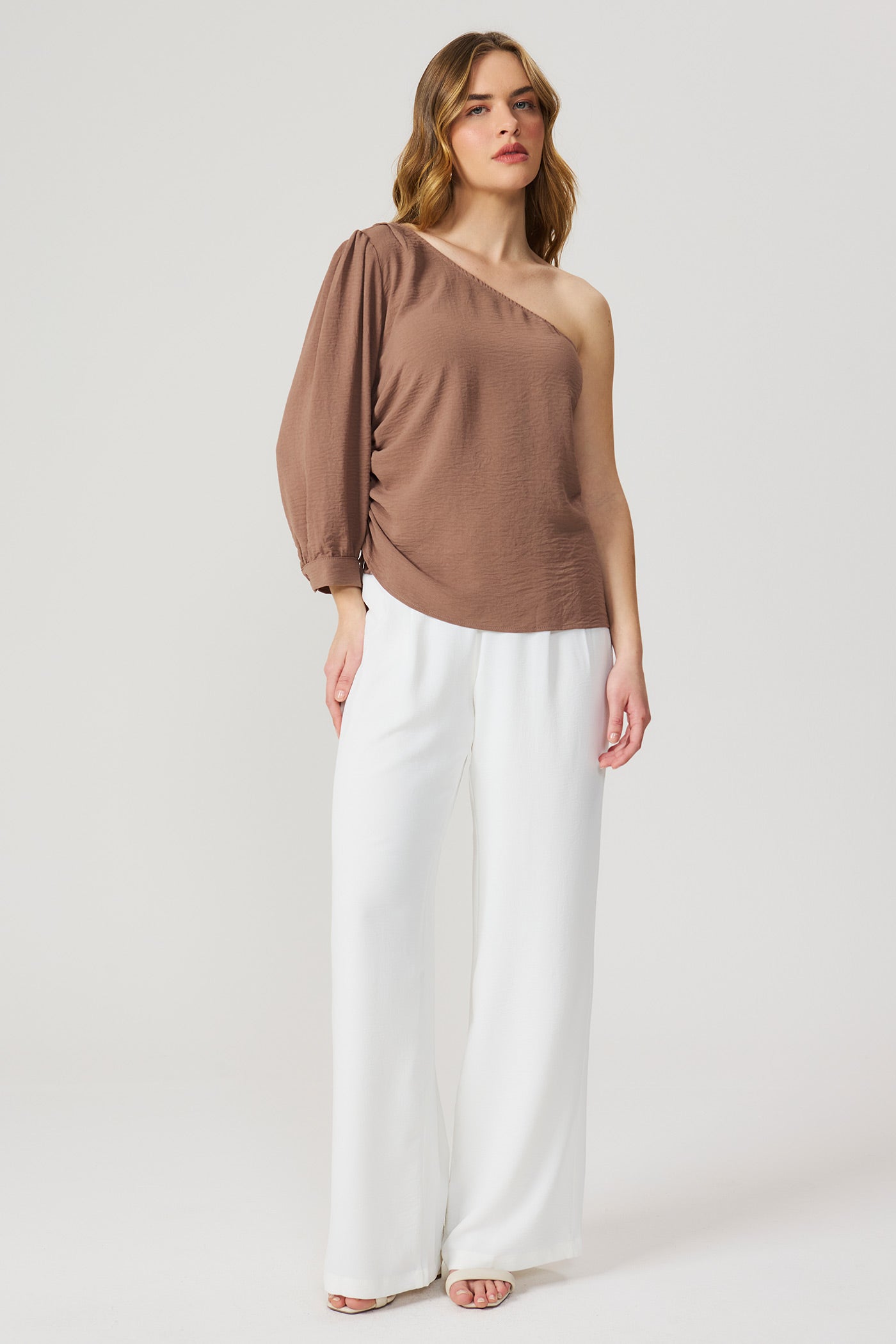 Calça pantalona cós elástico off white Fato Básico