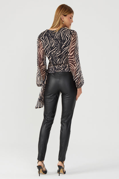 Legging de couro sintético preto Fato Básico