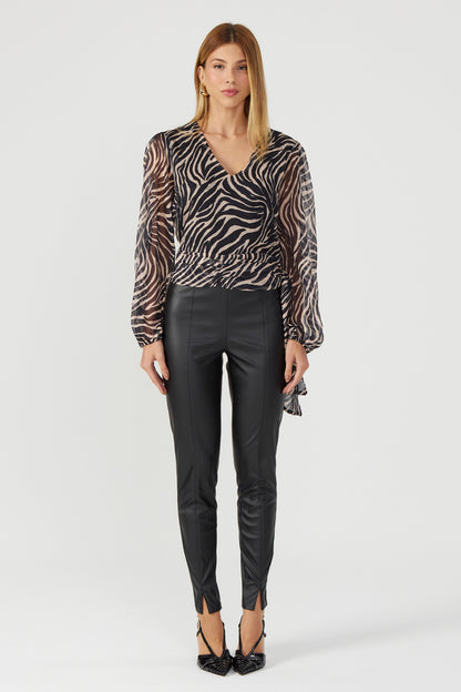 Legging de couro sintético preto Fato Básico