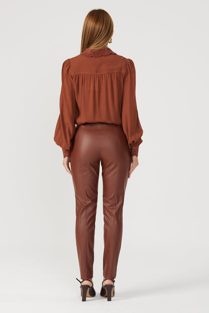 Legging couro sintético marrom