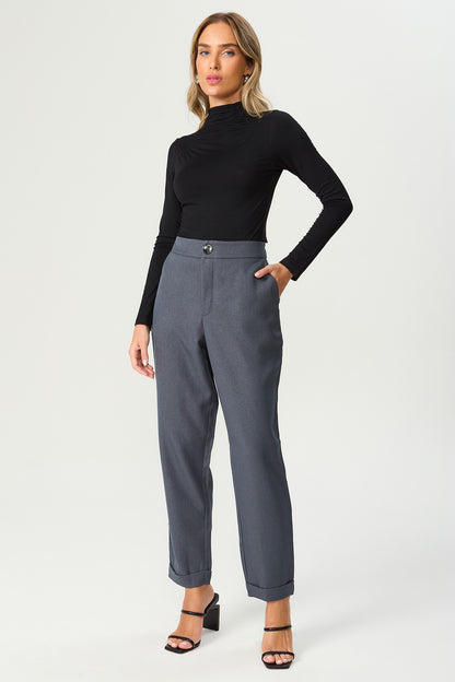 Calça alfaiataria cinza Fato Básico