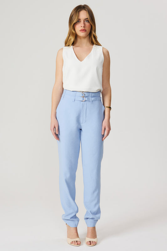 Calça jogger com cinto azul Fato Básico