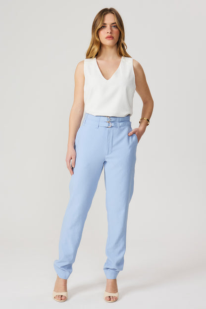Calça jogger com cinto azul Fato Básico