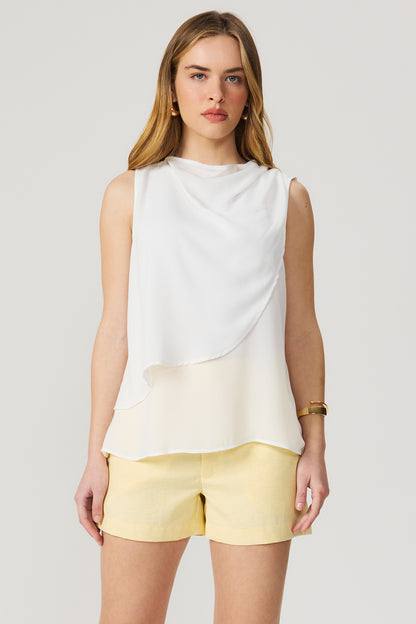 Shorts cós transpassado amarelo Fato Básico