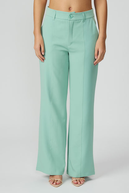 Calça alfaiataria wide verde feminina Fato Básico