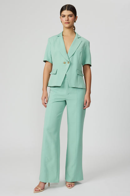 Calça alfaiataria wide verde feminina Fato Básico