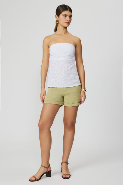 Shorts alfaiataria cós transpassado verde feminino Fato Básico