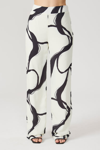 Calça pantalona estampada Fato Básico
