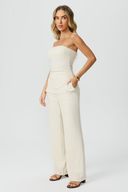 Calça wide leg baunilha Fato Básico