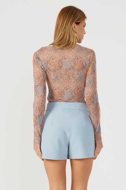 Shorts-saia alfaiataria azul Fato Básico