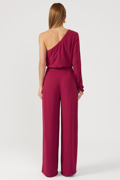 Calça pantalona merlot Fato Básico