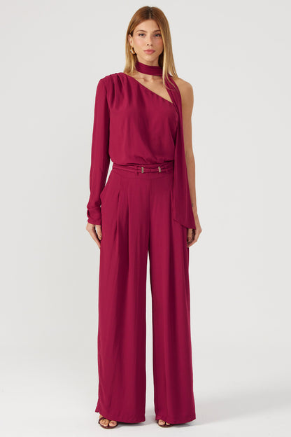 Calça pantalona merlot Fato Básico