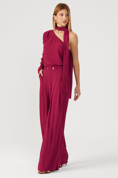 Calça pantalona merlot Fato Básico