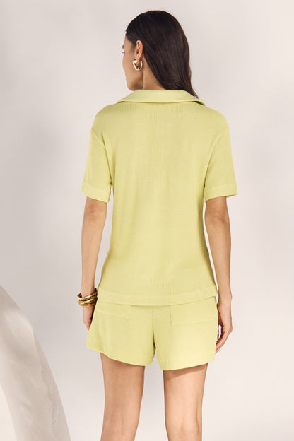 short malha tricot verde limão Fato Básico