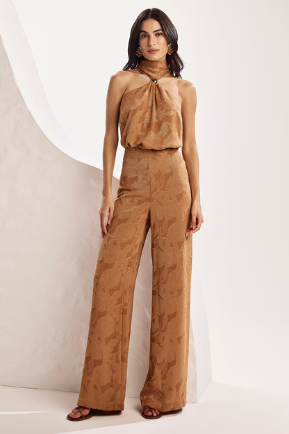Calça pantalona texturizada Fato Básico