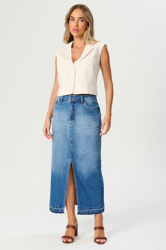 Saia jeans coluna Fato Básico