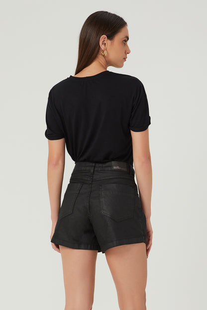 Shorts perfecto resinado preto Fato Básico - FATO BÁSICO