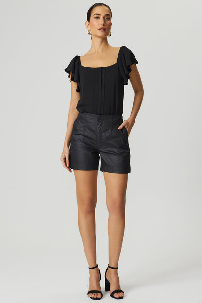 Short perfecto resinado preto Fato Básico
