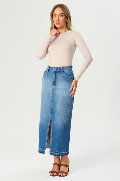 Saia jeans coluna Fato Básico