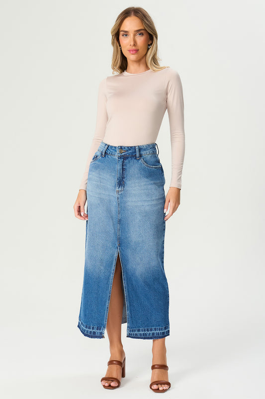 Saia jeans coluna Fato Básico