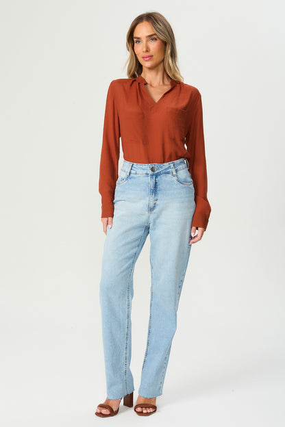 Calça jeans reta barra fio Fato Básico