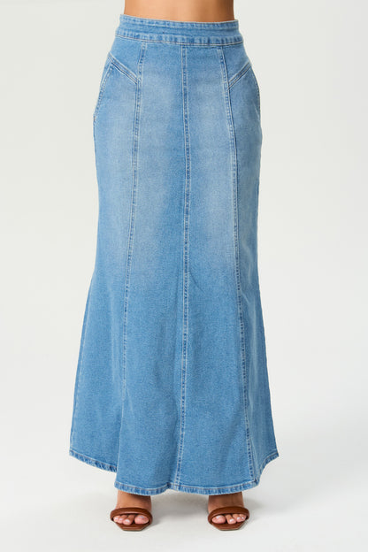 Saia longa jeans Fato Básico