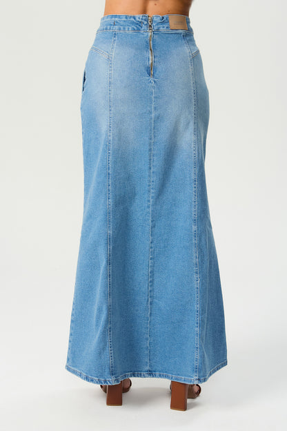 Saia longa jeans Fato Básico