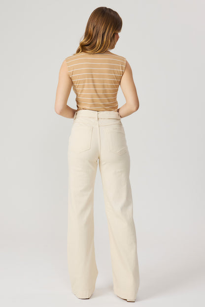 Calça pantalona sarja natural Fato Básico