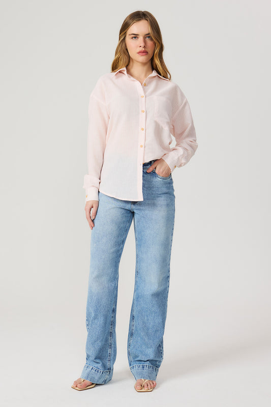 Calça jeans wide leg Fato Básico