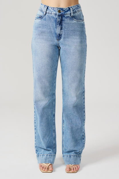 Calça jeans wide leg Fato Básico