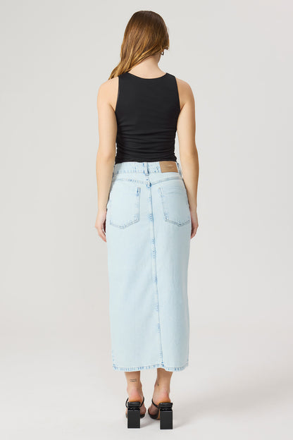 Saia coluna jeans Fato Básico