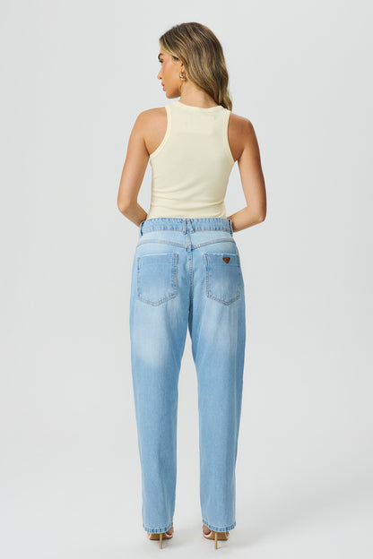 Calça jeans reta loose fit Fato Básico