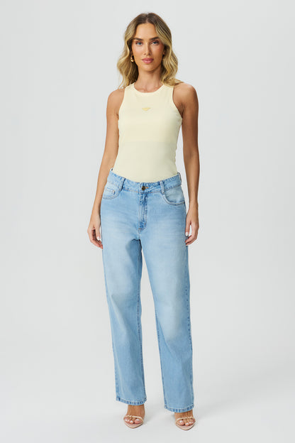 Calça jeans reta loose fit Fato Básico