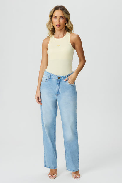 Calça jeans reta loose fit Fato Básico