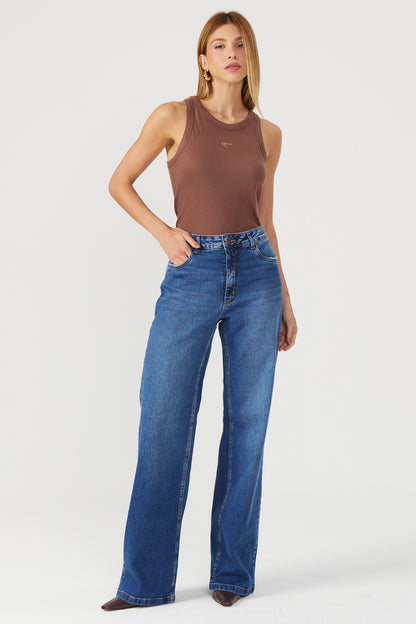 Calça jeans wide leg Fato Básico