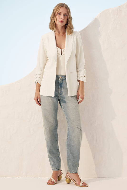 Calça jeans barrel cintura alta Fato Básico