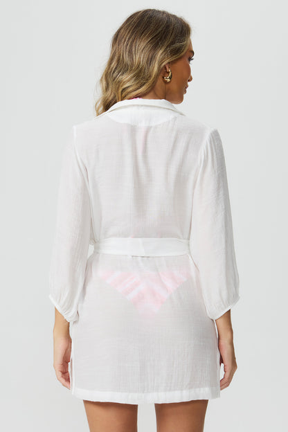 Saída de praia off white detalhe amarração Fato Básico