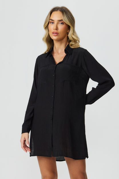 Camisa saída de praia preta Fato Básico