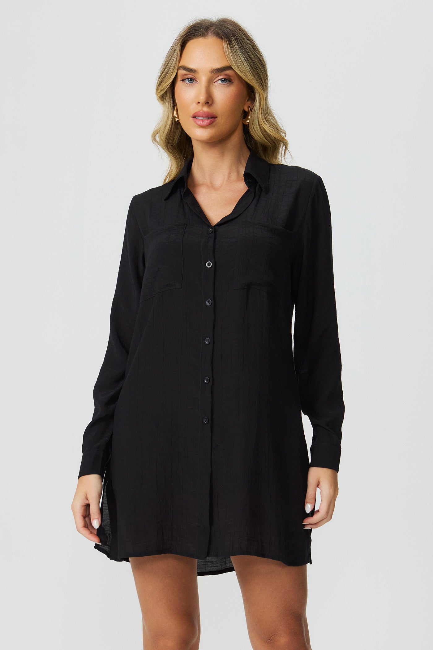 Camisa saída de praia preta Fato Básico