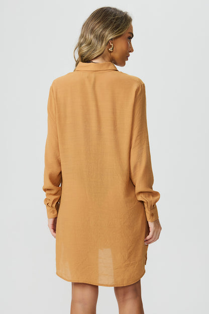 Camisa saída de praia caramelo Fato Básico