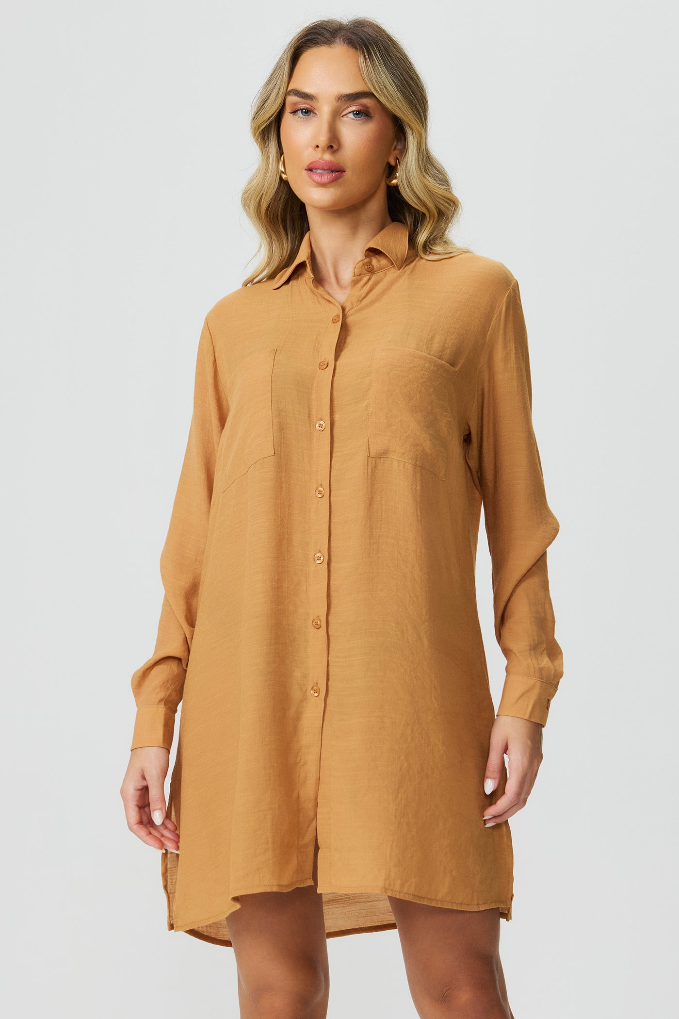 Camisa saída de praia caramelo Fato Básico