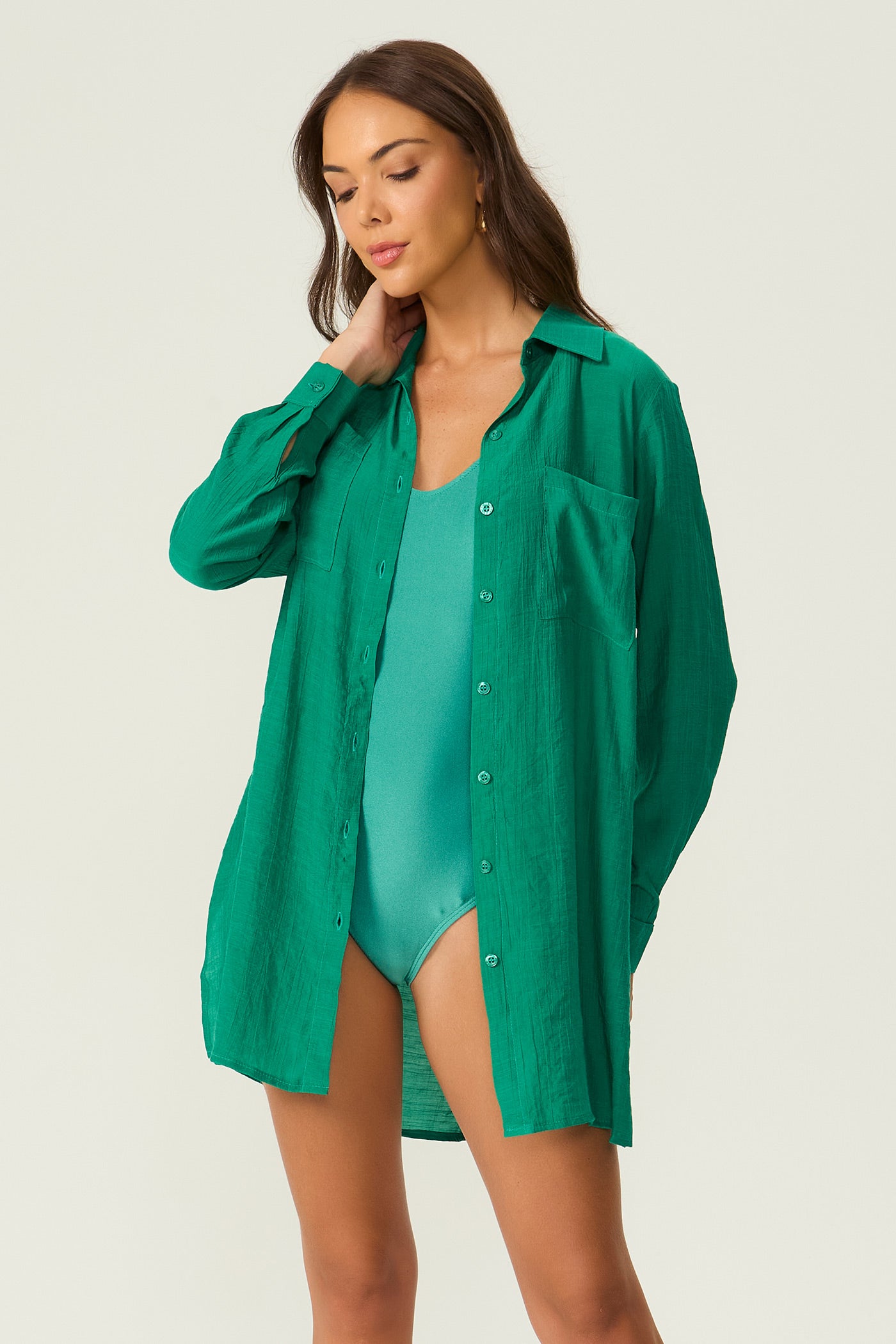 Camisa de praia verde Fato Básico