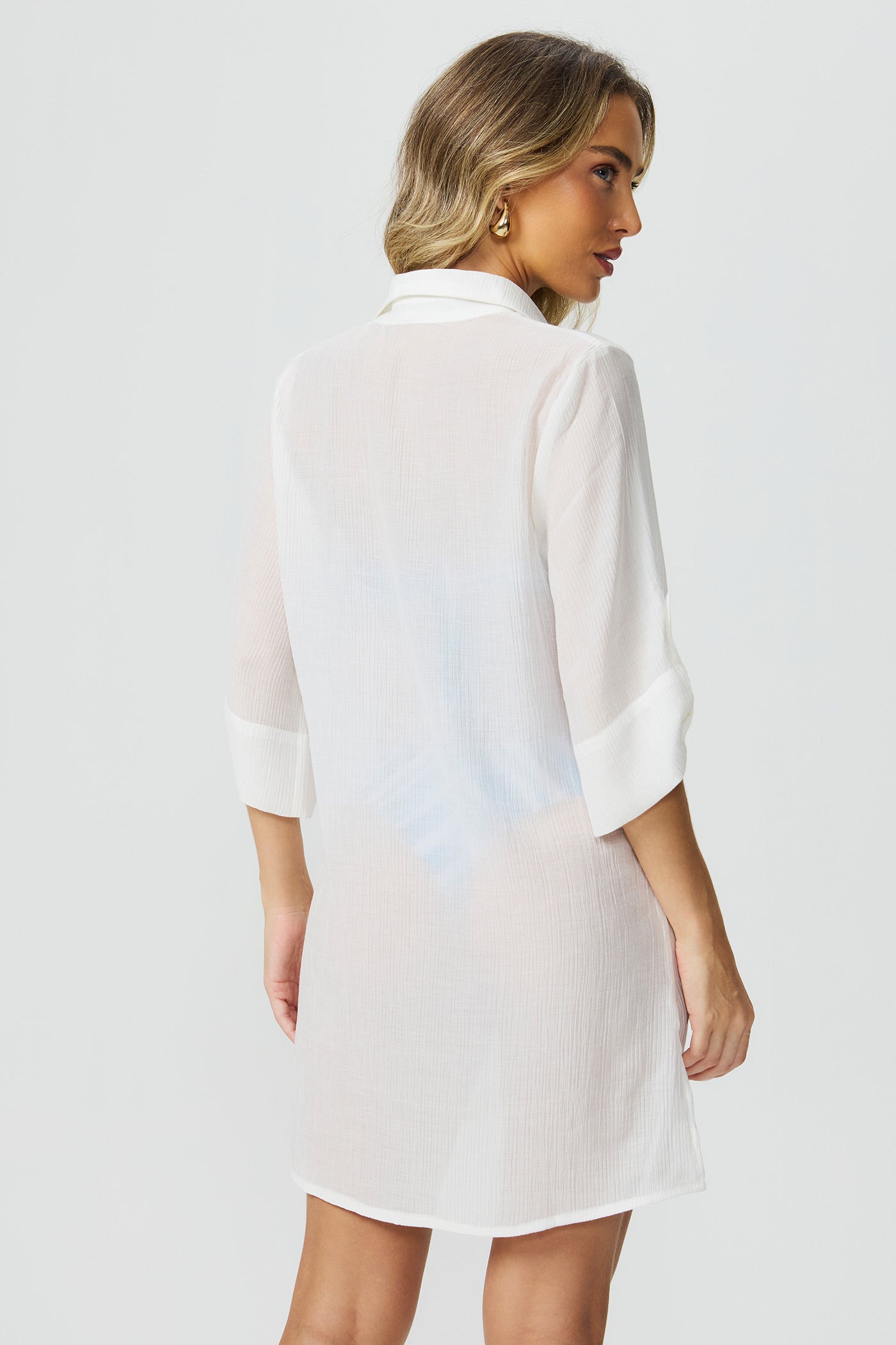 Saída camisa texturizada off white Fato Básico