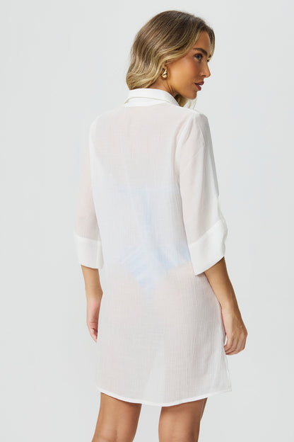 Saída camisa texturizada off white Fato Básico