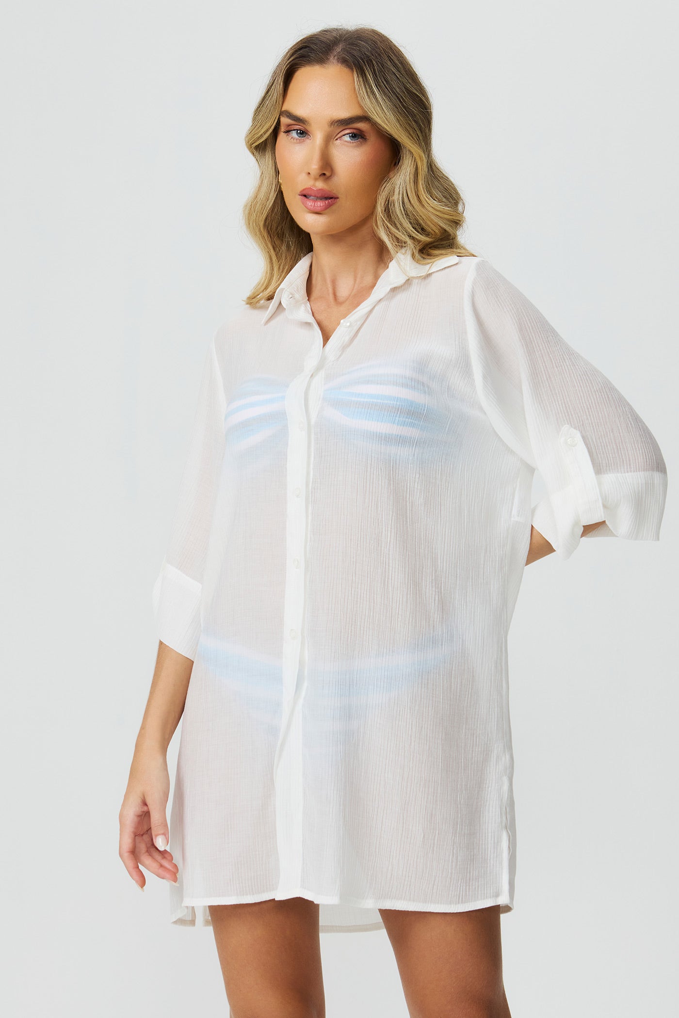 Saída camisa texturizada off white Fato Básico