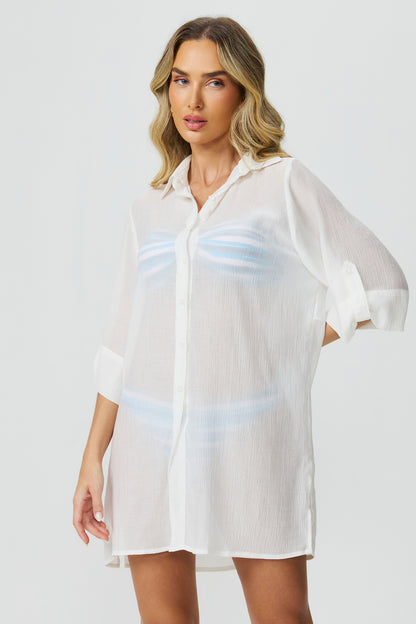 Saída camisa texturizada off white Fato Básico