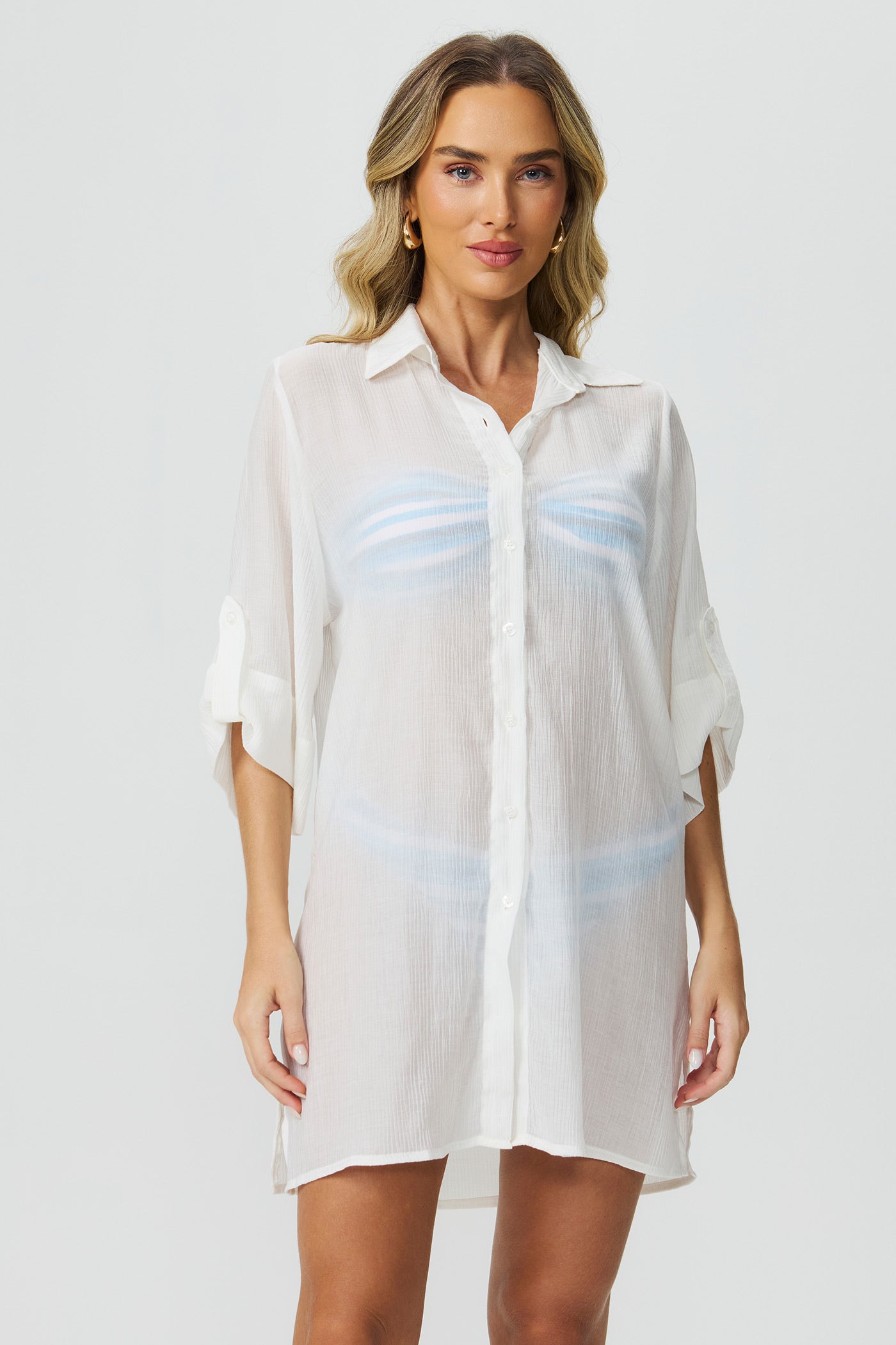 Saída camisa texturizada off white Fato Básico