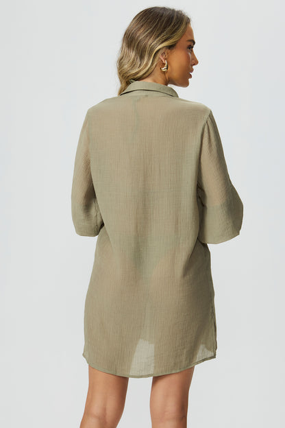 Saída camisa texturizada verde Fato Básico